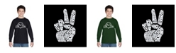 LA Pop Art Boy's Word Art Long Sleeve T-Shirt - Peace Fingers